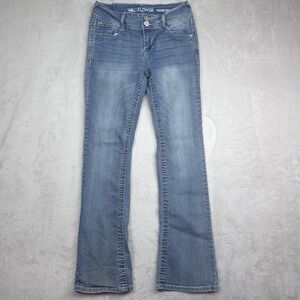 Wallflower Jeans Juniors 7 Blue Luscious Curvy Bootcut Stretch Denim Embellished